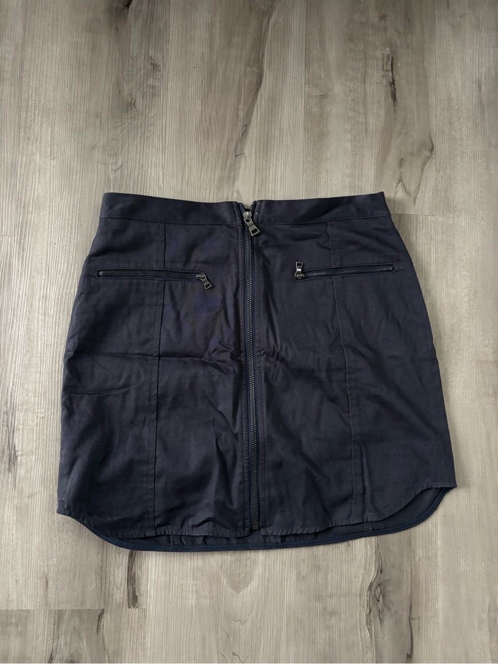 BCBGMaxAzria Navy Front-Zip Mini Skirt - Picture 1 of 4